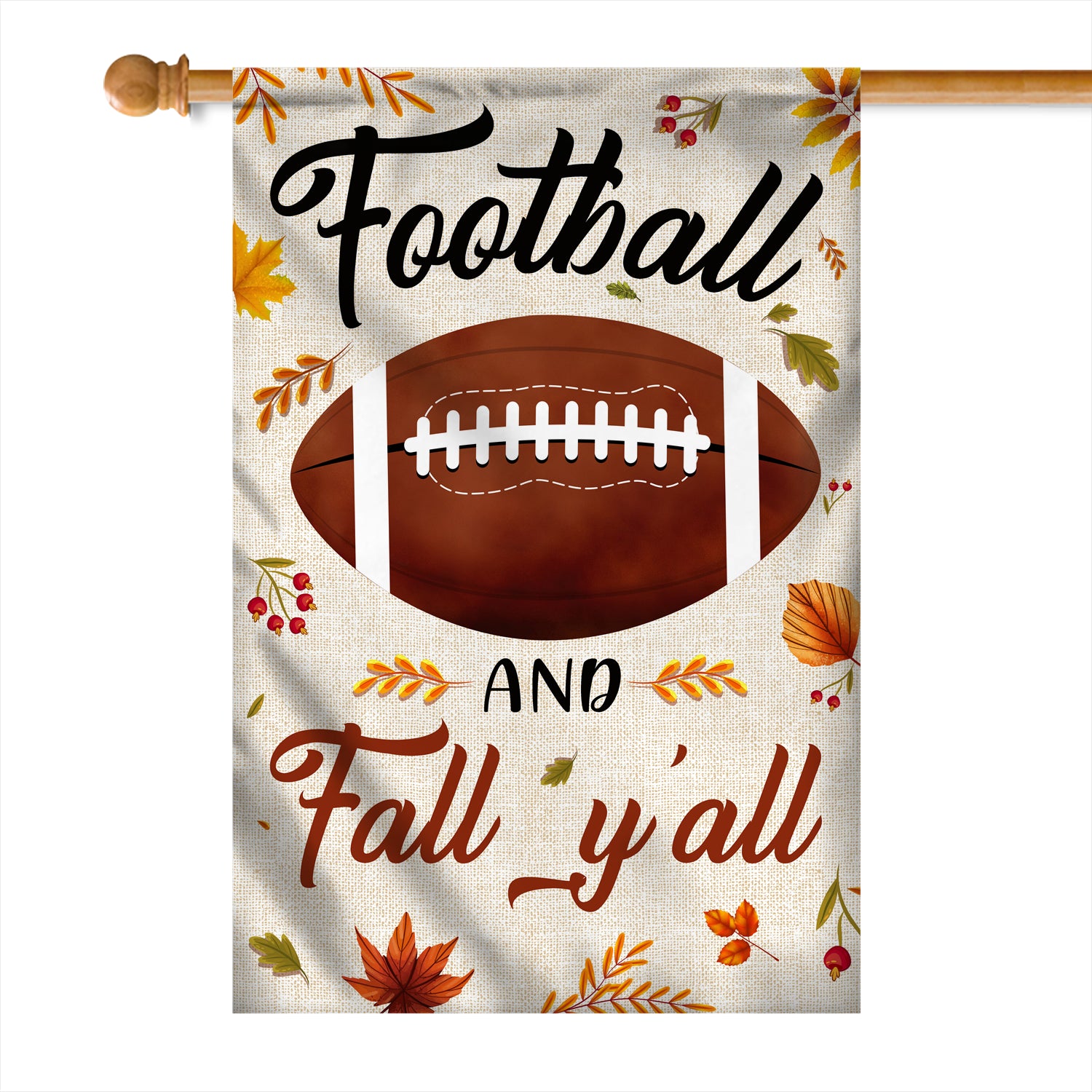 Football And Fall Y'all Flag Thanksgiving Seasonal Holiday Garden Flag  House Flag 