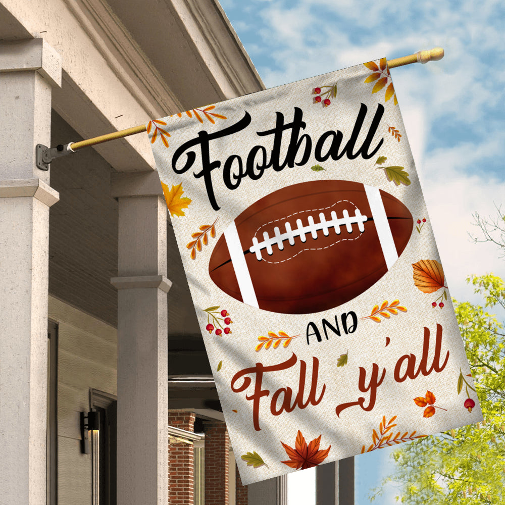 Football And Fall Y'all Flag Thanksgiving Seasonal Holiday | siriusteestore