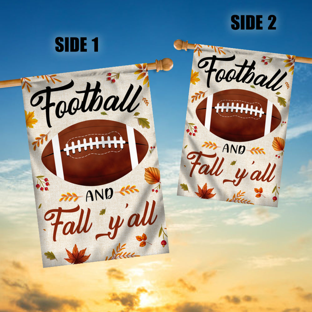 Football And Fall Y'all Flag Thanksgiving Seasonal Holiday | siriusteestore