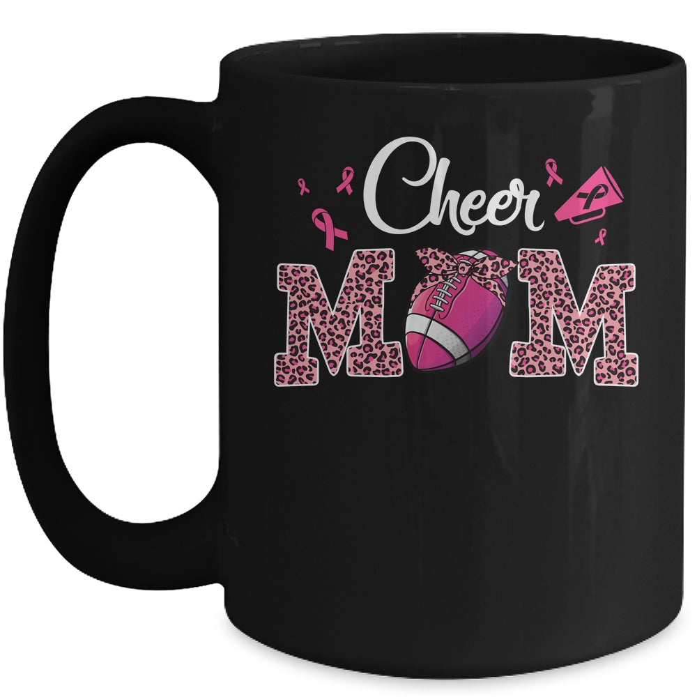 Football Cheer Mom Pink Leopard Breast Cancer Awareness Mug | siriusteestore