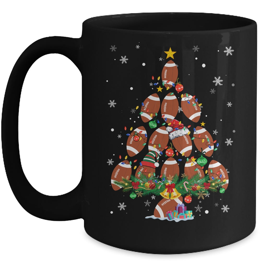 Football Christmas Tree Santa Pickleball X Mas Lights Mug | siriusteestore