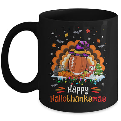 Football Halloween Christmas Thanksgiving Hallothanksmas Mug | siriusteestore