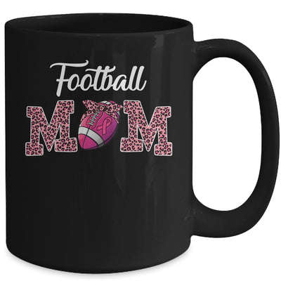 Football Mom Pink Leopard Print Breast Cancer Awareness Mug | siriusteestore