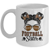 Football Sister Vintage Leopard Messy Bun Funny Football Mug | siriusteestore