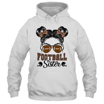 Football Sister Vintage Leopard Messy Bun Funny Football Shirt & Tank Top | siriusteestore