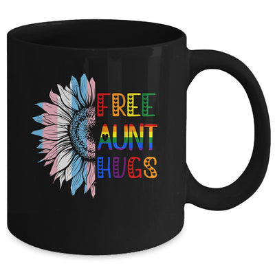 Free Aunt Hugs LGBT LGBTQ Gay Pride Rainbow Sunflower Mug | siriusteestore