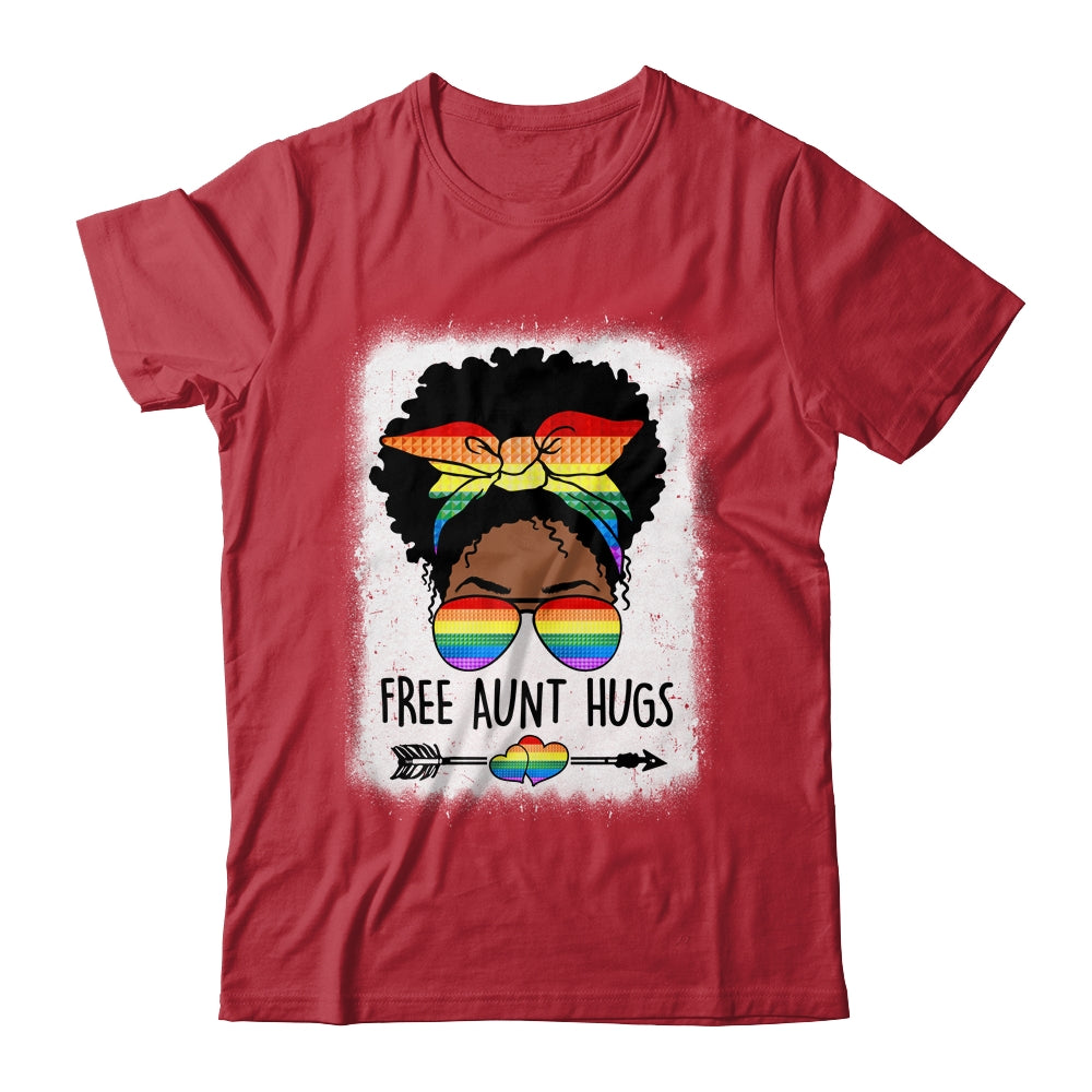 Free Aunt Hugs Messy Bun LGBTQ LGBT Pride Month Black Women Shirt & Tank Top | siriusteestore
