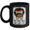 Free Aunt Hugs Messy Bun LGBTQ LGBT Pride Month Black Women Mug | siriusteestore