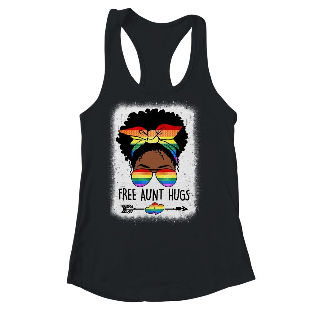 Free Aunt Hugs Messy Bun LGBTQ LGBT Pride Month Black Women Shirt & Tank Top | siriusteestore