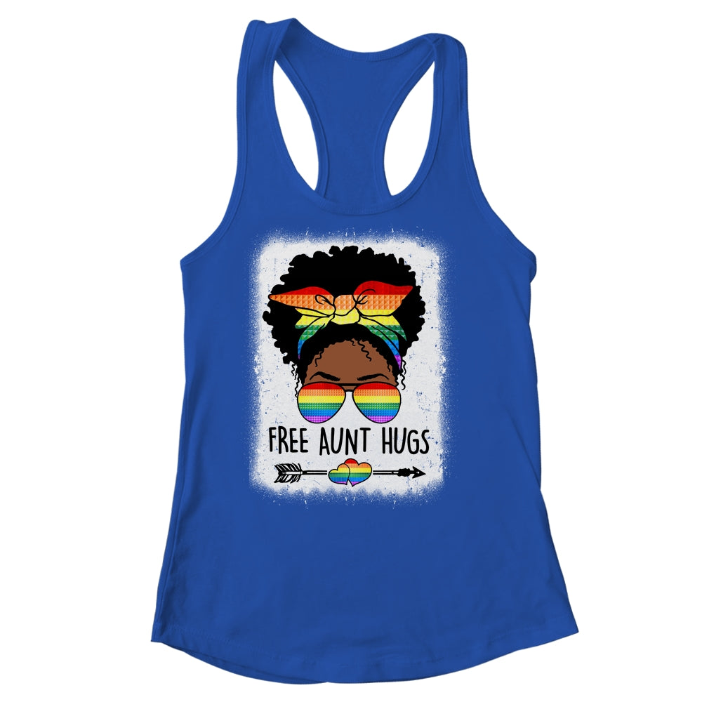 Free Aunt Hugs Messy Bun LGBTQ LGBT Pride Month Black Women Shirt & Tank Top | siriusteestore