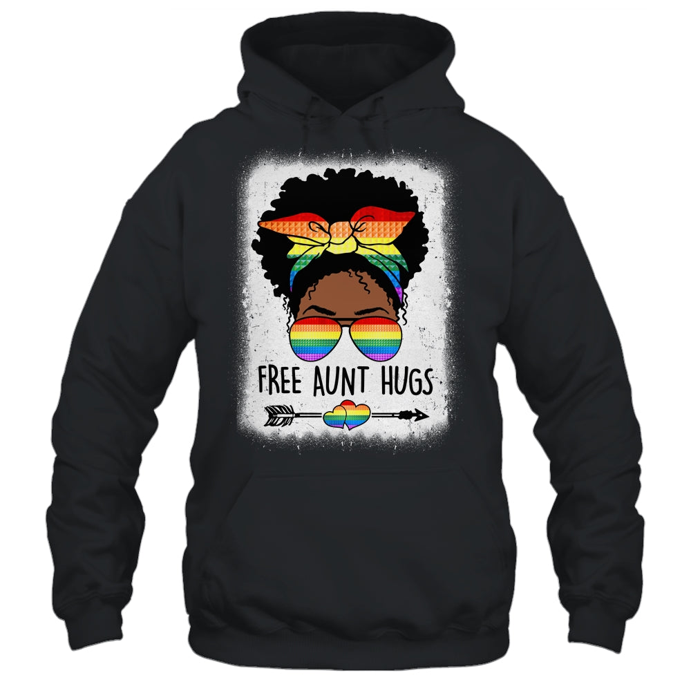 Free Aunt Hugs Messy Bun LGBTQ LGBT Pride Month Black Women Shirt & Tank Top | siriusteestore