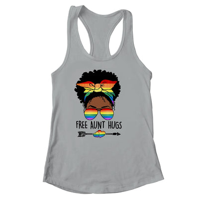 Free Aunt Hugs Messy Bun LGBT Pride Month LGBTQ Black Women Shirt & Tank Top | siriusteestore