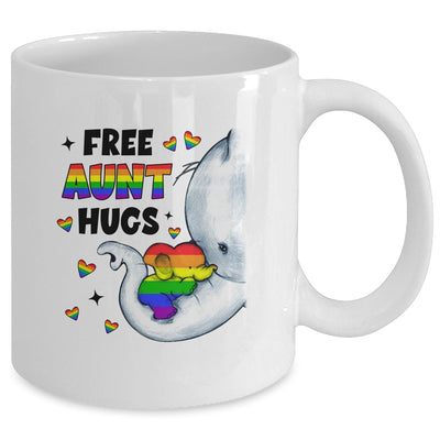 Free Aunt Hugs Rainbow Elephant LGBT Pride Month Mug | siriusteestore