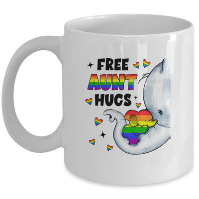 Free Aunt Hugs Rainbow Elephant LGBT Pride Month Mug | siriusteestore