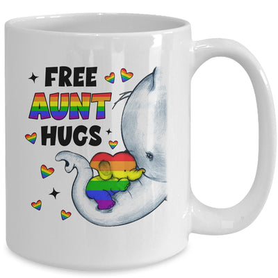 Free Aunt Hugs Rainbow Elephant LGBT Pride Month Mug | siriusteestore