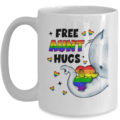 Free Aunt Hugs Rainbow Elephant LGBT Pride Month Mug | siriusteestore
