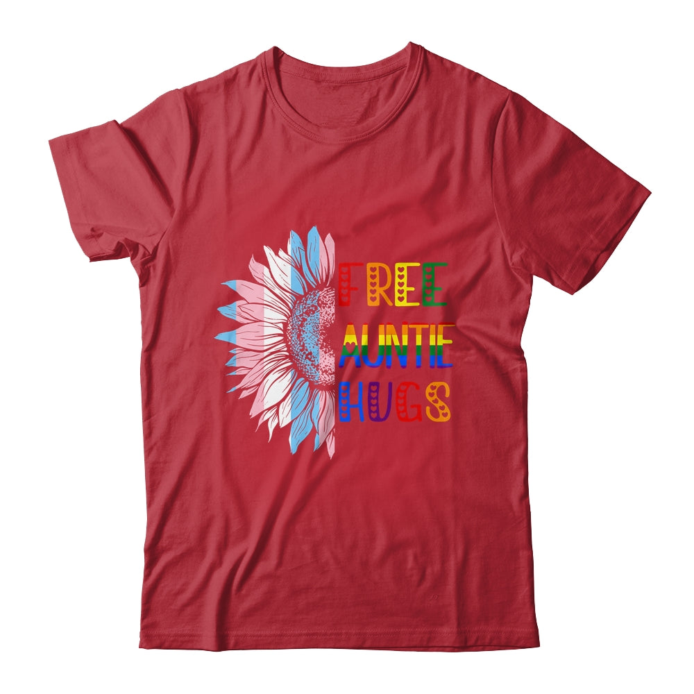 Free Auntie Hugs LGBT LGBTQ Gay Pride Rainbow Sunflower Shirt & Tank Top | siriusteestore