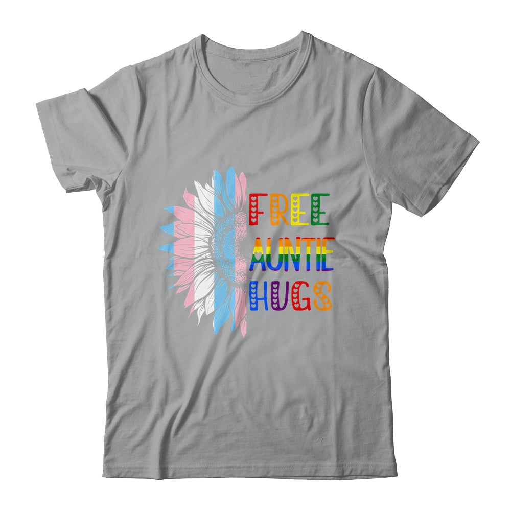 Free Auntie Hugs LGBT LGBTQ Gay Pride Rainbow Sunflower Shirt & Tank Top | siriusteestore