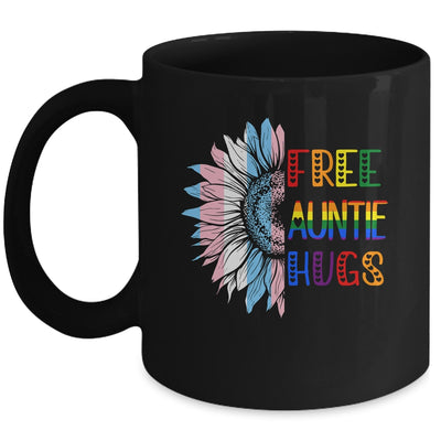 Free Auntie Hugs LGBT LGBTQ Gay Pride Rainbow Sunflower Mug | siriusteestore