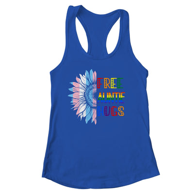 Free Auntie Hugs LGBT LGBTQ Gay Pride Rainbow Sunflower Shirt & Tank Top | siriusteestore