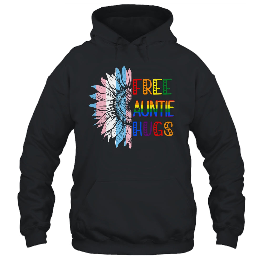 Free Auntie Hugs LGBT LGBTQ Gay Pride Rainbow Sunflower Shirt & Tank Top | siriusteestore
