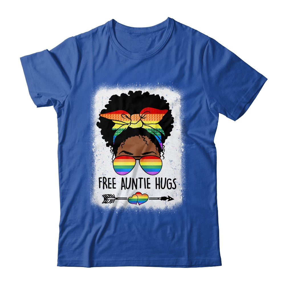 Free Auntie Hugs Messy Bun LGBTQ Pride Month Black Women Shirt & Tank Top | siriusteestore