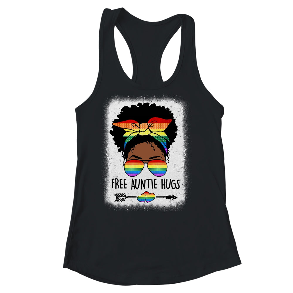 Free Auntie Hugs Messy Bun LGBTQ Pride Month Black Women Shirt & Tank Top | siriusteestore