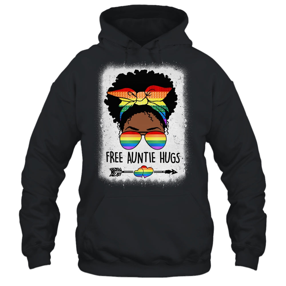Free Auntie Hugs Messy Bun LGBTQ Pride Month Black Women Shirt & Tank Top | siriusteestore
