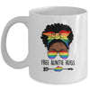 Free Auntie Hugs Messy Bun LGBT Pride Month Black Women Mug | siriusteestore