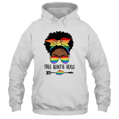 Free Auntie Hugs Messy Bun LGBT Pride Month Black Women Shirt & Tank Top | siriusteestore