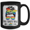 Free Auntie Hugs Messy Bun Rainbow LGBT Gay Pride Rainbow Mug | siriusteestore