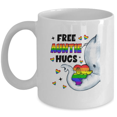 Free Auntie Hugs Rainbow Elephant LGBT Pride Month Mug | siriusteestore