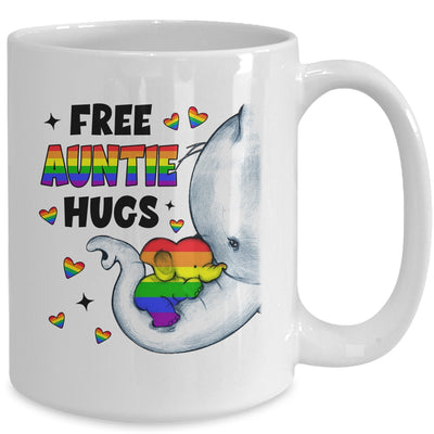 Free Auntie Hugs Rainbow Elephant LGBT Pride Month Mug | siriusteestore