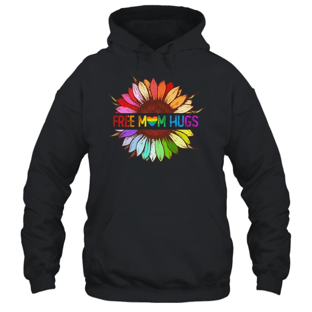 Free Mom Hugs Gay Pride LGBT Sunflower Rainbow Flower Shirt & Tank Top | Siriustee.com