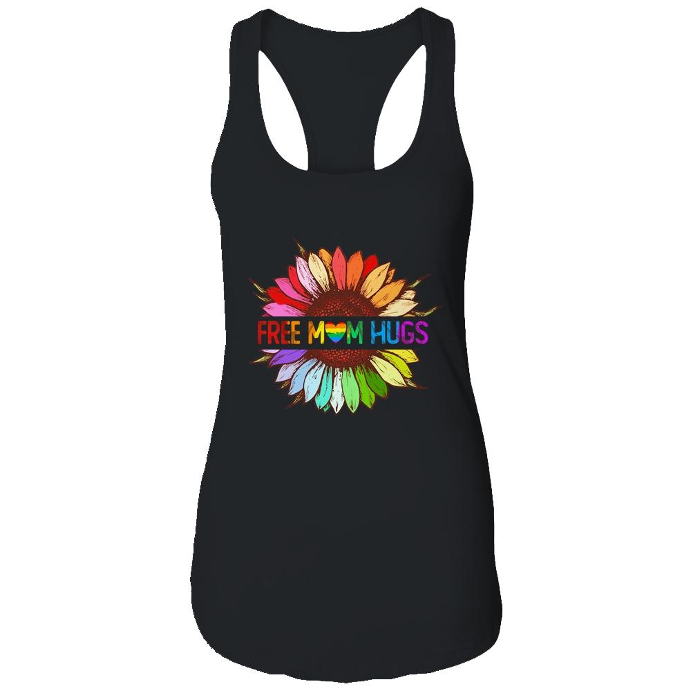 Free Mom Hugs Gay Pride LGBT Sunflower Rainbow Flower Shirt & Tank Top | Siriustee.com