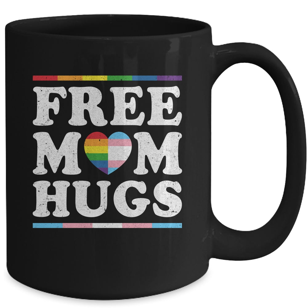 Free Mom Hugs Heart LGBTQ LGBT Pride Month Rainbow Mug | siriusteestore