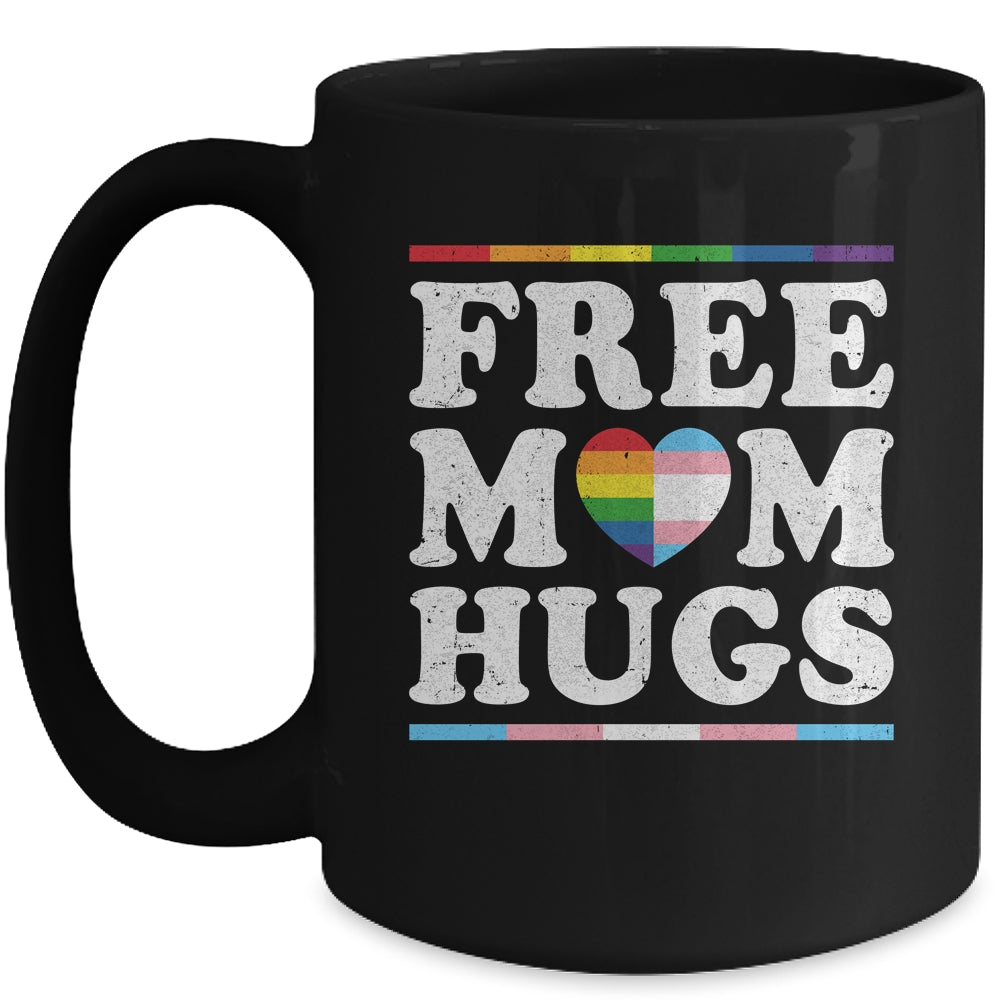 Free Mom Hugs Heart LGBTQ LGBT Pride Month Rainbow Mug | siriusteestore