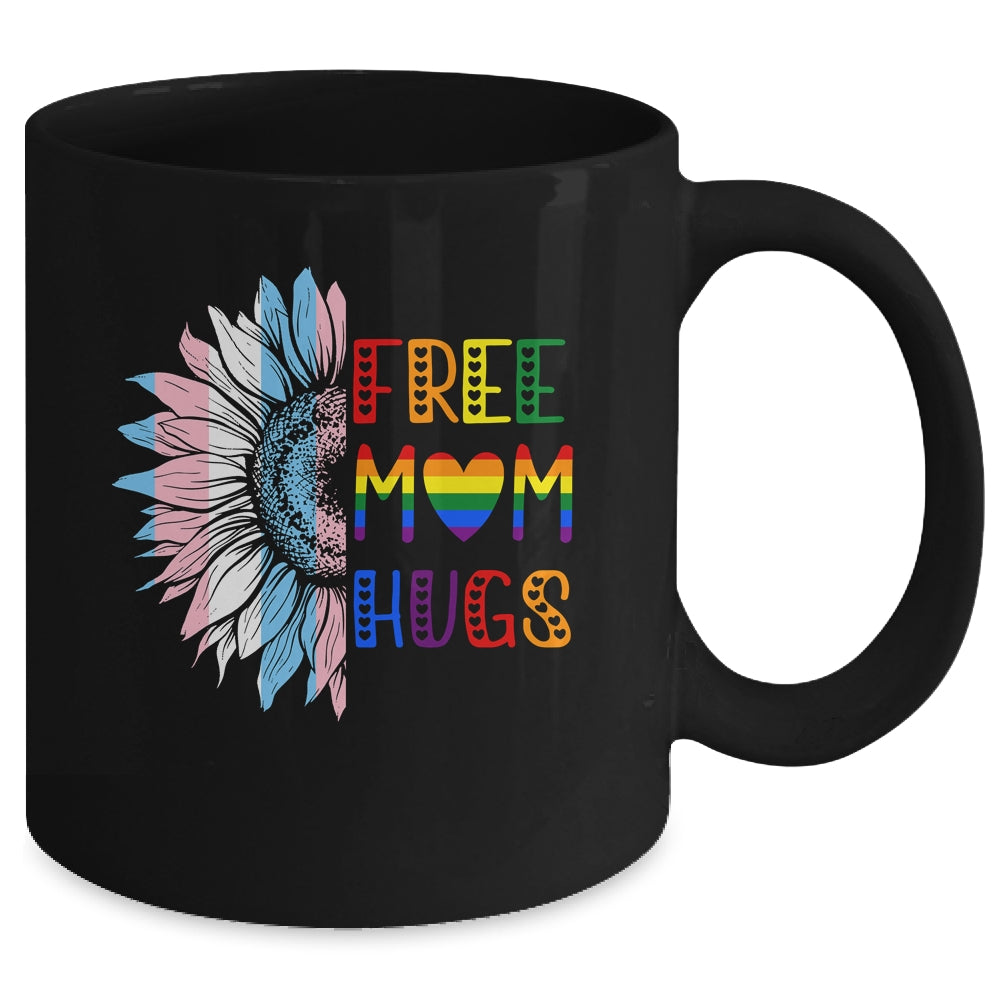 Free Mom Hugs LGBT LGBTQ Gay Pride Rainbow Sunflower Mug | siriusteestore