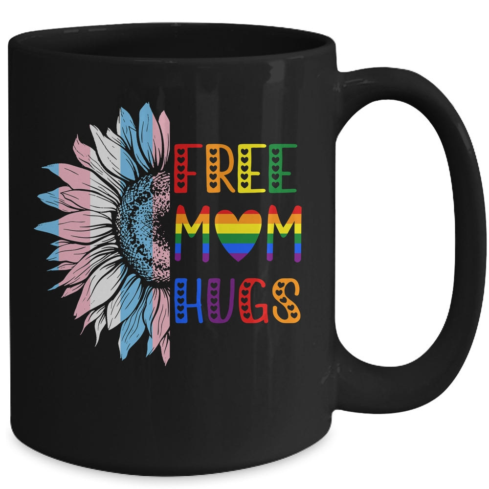 Free Mom Hugs LGBT LGBTQ Gay Pride Rainbow Sunflower Mug | siriusteestore