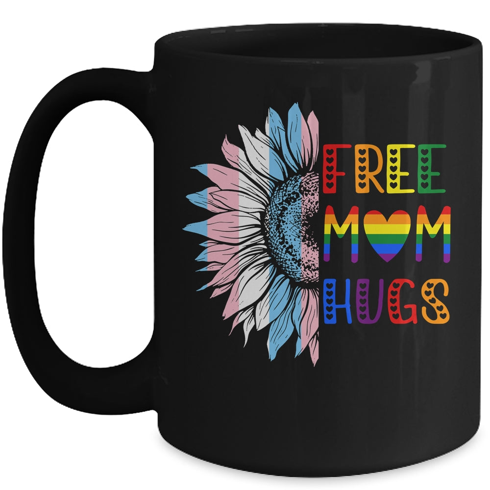 Free Mom Hugs LGBT LGBTQ Gay Pride Rainbow Sunflower Mug | siriusteestore