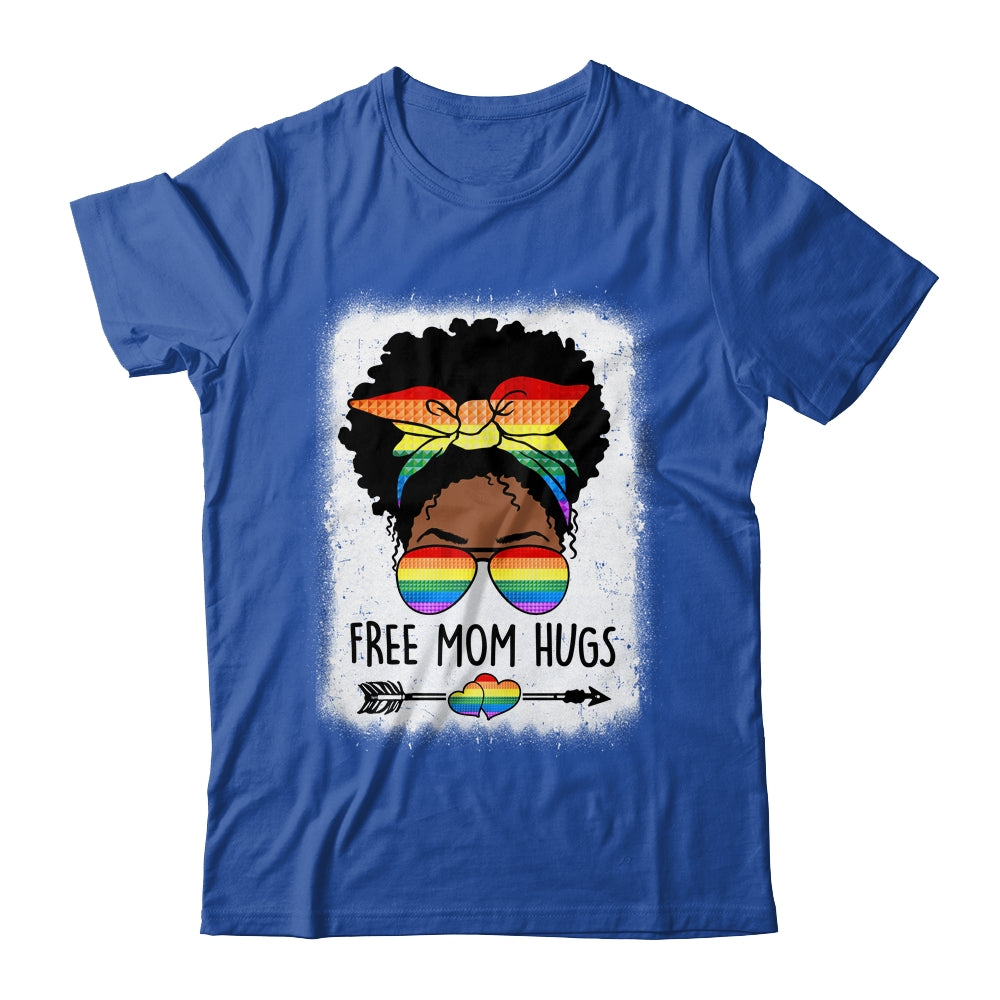 Free Mom Hugs Messy Bun LGBTQ LGBT Pride Month Black Women Shirt & Tank Top | siriusteestore