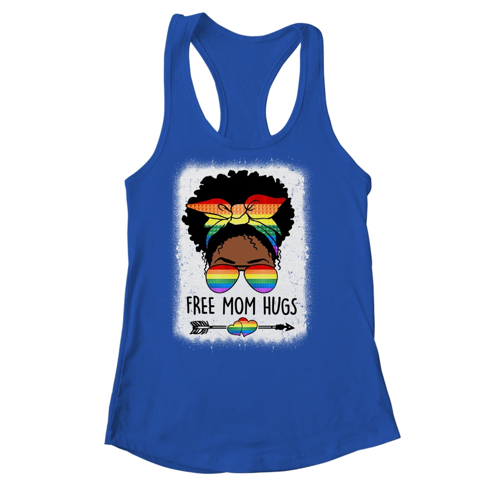 Free Mom Hugs Messy Bun LGBTQ LGBT Pride Month Black Women Shirt & Tank Top | siriusteestore