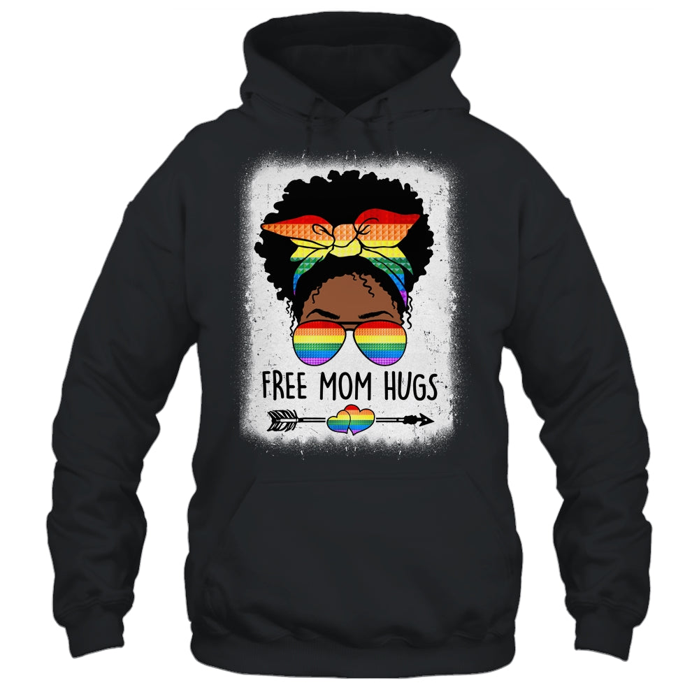 Free Mom Hugs Messy Bun LGBTQ LGBT Pride Month Black Women Shirt & Tank Top | siriusteestore