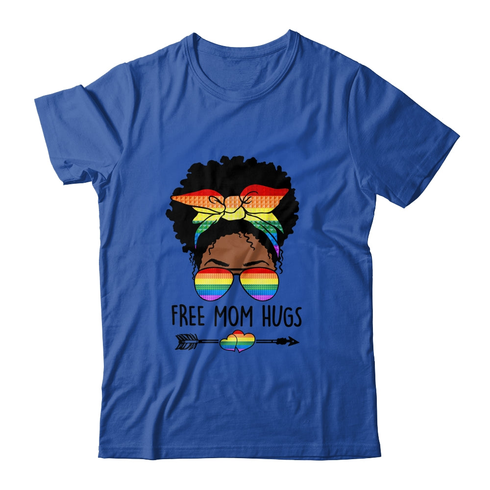 Free Mom Hugs Messy Bun LGBT Pride Month LGBTQ Black Women Shirt & Tank Top | siriusteestore