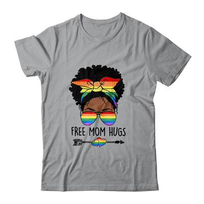 Free Mom Hugs Messy Bun LGBT Pride Month LGBTQ Black Women Shirt & Tank Top | siriusteestore