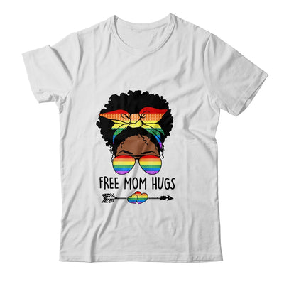 Free Mom Hugs Messy Bun LGBT Pride Month LGBTQ Black Women Shirt & Tank Top | siriusteestore