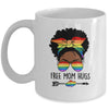 Free Mom Hugs Messy Bun LGBT Pride Month LGBTQ Black Women Mug | siriusteestore