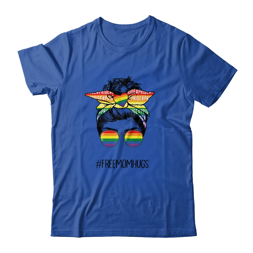 Free Mom Hugs Messy Bun LGBT Pride Rainbow Shirt & Tank Top | siriusteestore