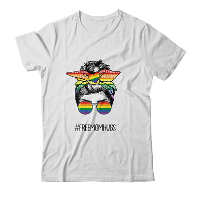Free Mom Hugs Messy Bun LGBT Pride Rainbow Shirt & Tank Top | siriusteestore
