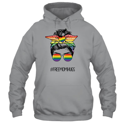 Free Mom Hugs Messy Bun LGBT Pride Rainbow Shirt & Tank Top | siriusteestore